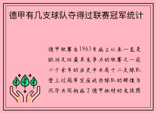 德甲有几支球队夺得过联赛冠军统计